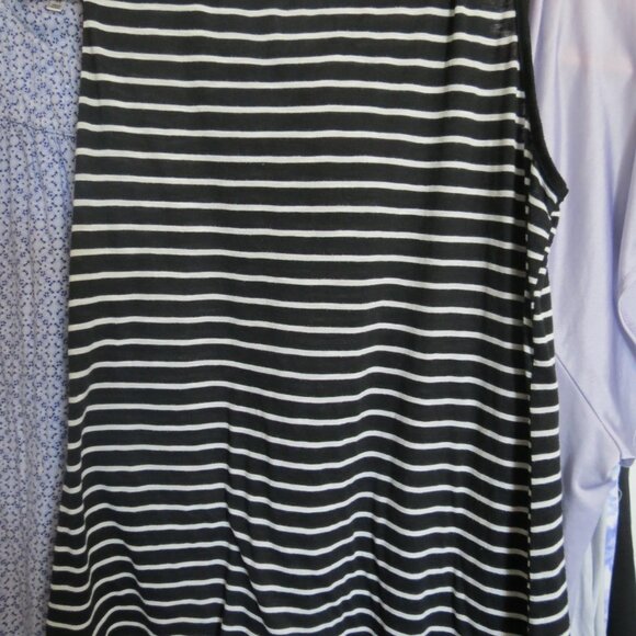 Just Be 2 X Sleeveless Tank Top Black and White Stripes - Picture 4 of 6